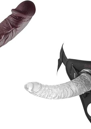 Wearable Sex Strap-on with 7.87 Inches Jelly Dildo, Reusable Penis Sleeve with Cock Ring