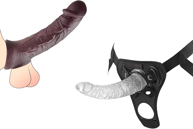 Wearable Sex Strap-on with 7.87 Inches Jelly Dildo, Reusable Penis Sleeve with Cock Ring