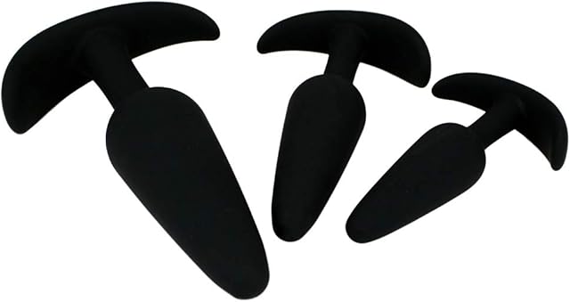 Anal Trainer Anal Plug 3PCS Silicone Adult Sex Toys, Eastern Delights Anal Sex Toys Kit for Beginner Couples, Black