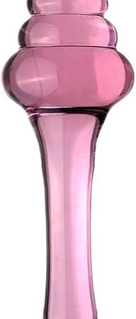 Crystal Glass Wand Dildo Penis, 7.68'' Long Threaded Glass Fairy Wand Anal Beads Vaginal G-spot Stimulation Anus Masturbation Massage Butt Plug Double Dildo Anal Sex Toys for Women Men (Pink)