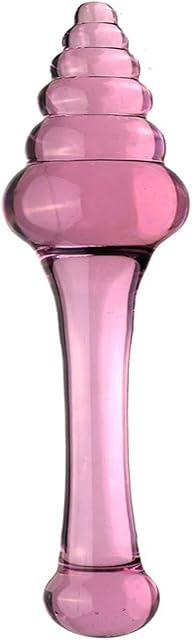Crystal Glass Wand Dildo Penis, 7.68'' Long Threaded Glass Fairy Wand Anal Beads Vaginal G-spot Stimulation Anus Masturbation Massage Butt Plug Double Dildo Anal Sex Toys for Women Men (Pink)