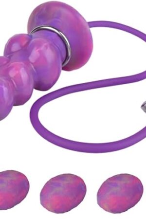 Fantasy Ovipositor Dildo Hollow Tunnel with 5 Eggs Adult Sex Toy for Women, Couples, 6.89'' Knotted Luminous Dildo Anal Sex Toys - Purple Inflatable Pump