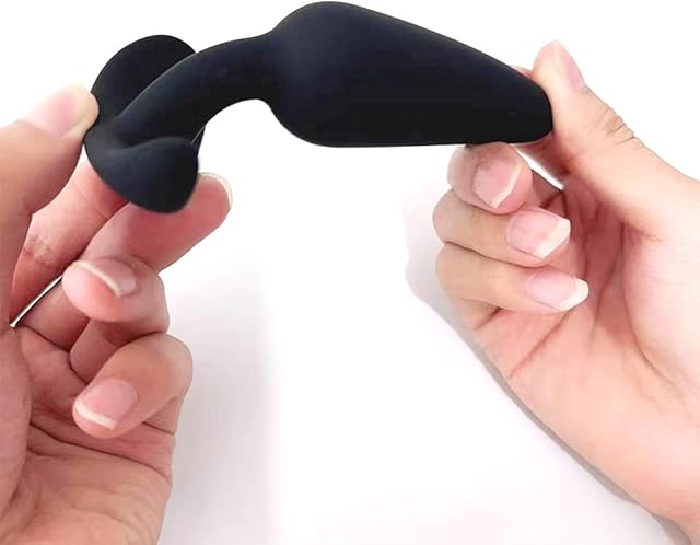 Anal Plug Toy Butt Plug Anal Trainer Set Silicone Anal Beads Plug Kit Trainer Triple Set & 8 cm, Butt-Plug Black - Erotic Adult Toys (Small)