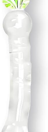 8.27 Inch Crystal Glass Dildo Double-Headed G-Spot and Anal Stimulator Curved with Built-in Flower, Transparent Butt Plug Adult Sex Toy for Couples, Men, Women