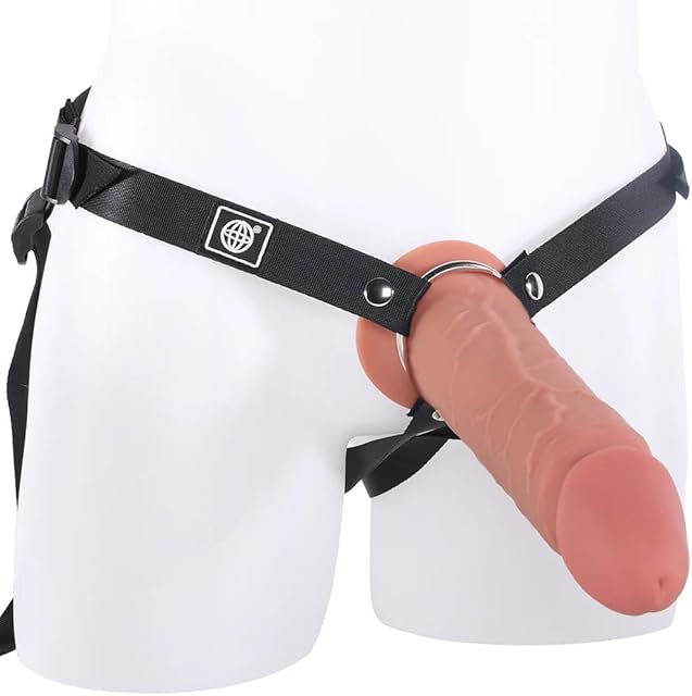 Fantasy Elite 8 Inch Hollow Strap-on with Harness and Lube | Erectile Dysfunction Aid | Harness Compatible Strap-on Dildo | Realistic Dildos