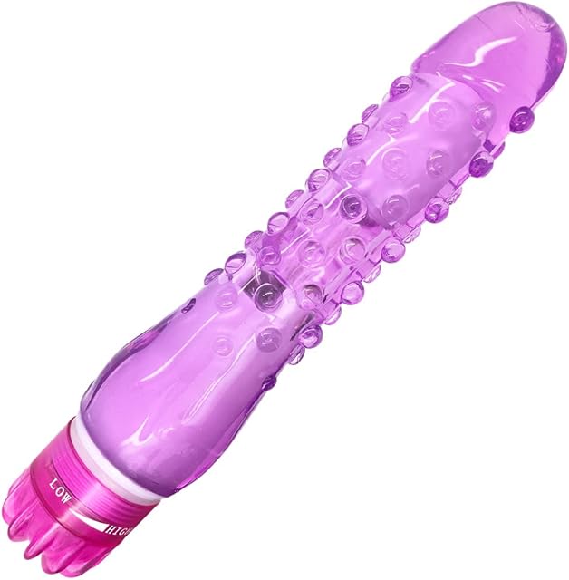 Erotic Bumpy Vibrator - Purple Waterproof Vibrations for Women- Multi-Speed Dial - Female Erotic Bedroom Novelty Aid