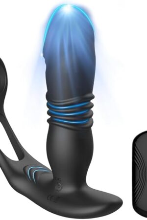 HB-Telescopic Anal Vibrator Prostate Massage Stimulator Delay Ejaculation Cock Ring Dildos Sex Toys for 10 Speed Motor Vibrators Sex Toys for Men Masturbator Anal Butt Plug for Adults Couples 18?