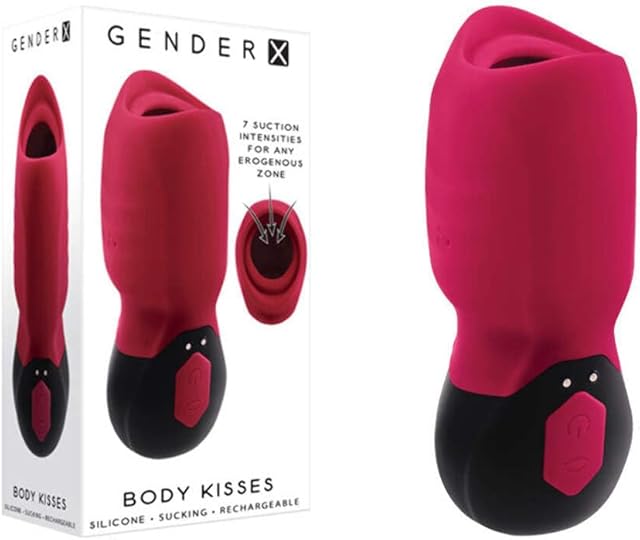 Gender X - Body Kisses Rechargeable Silicone Vibrating Suction Massager - Red