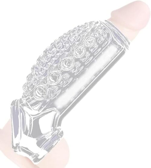 Clear Penis Sleeve Extender Cock Sleeves Cock Sheath with Anti-Slip Delay Ejaculation Testicle Toys Ultra-Soft Penis Sleve Penis Enlarger Girth Pennis Sleeve Girth Enhancer for Men