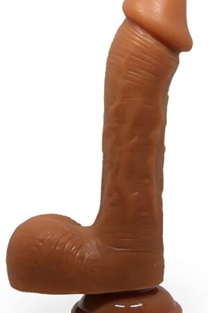 8.7" Large TPR Realistic Dildo w/Suction Cup Cock and Balls - Brown