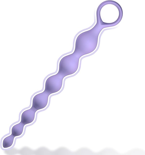 Anal Beads, Silicone Flexible Anal Chain Butt Plug with 7 Gradual Balls and Pull Loop Prostate Massager G-spot Stimulator Anal Training Sex Toy for Beginner 823 inch, Purple TJIJP