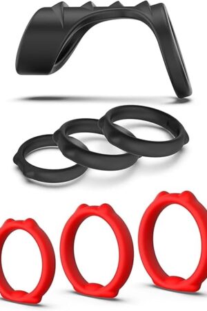 7 Pcs/Set Cock Ring Delay Ejaculation Adult Dick Enlargement Foreskin Resistance Ring Silicone Penis Ring Male Sex Toys for Men (Color : C)