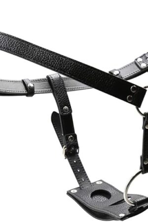 Lesbian Strapon Penis Panties Strap On Harness PU Leather Thong Extreme SM Erotic Sex Toys Bondage Restraints Adjustable Belt Women's Chastity Belt for Butt Plug and Dildo (Dildo not Included