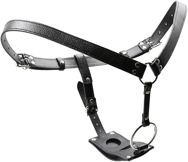 Lesbian Strapon Penis Panties Strap On Harness PU Leather Thong Extreme SM Erotic Sex Toys Bondage Restraints Adjustable Belt Women's Chastity Belt for Butt Plug and Dildo (Dildo not Included