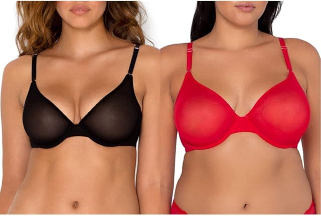 Women's Sheer Mesh Demi Underwire Bra 2-Pack