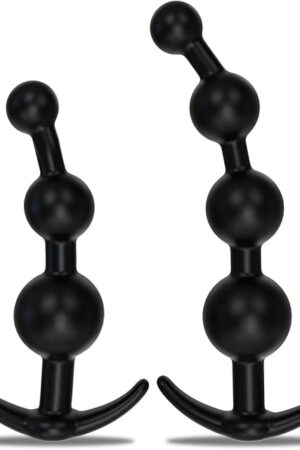 2PCS Anal Beads Set & Butt PlugSilicone Anal Training Kit, Flexible Anal Chain Sex Toys with Different Size Anal Balls Prostate Massage, Anal Plugs for Men Women Couples Anus Dilator Dildo Anal Toys
