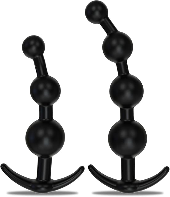 2PCS Anal Beads Set & Butt PlugSilicone Anal Training Kit, Flexible Anal Chain Sex Toys with Different Size Anal Balls Prostate Massage, Anal Plugs for Men Women Couples Anus Dilator Dildo Anal Toys