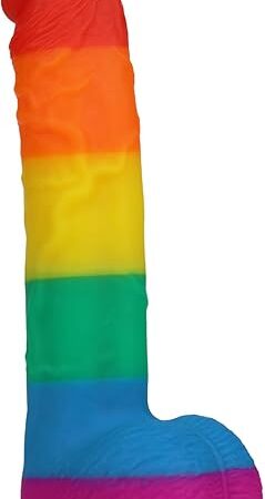 9.3 Inch Realistic Rainbow Dildo Adult Sex Toys Liquid Silicone Material Strong Suction Cup G-Spot Hands-Free Play Long Penis 2 Balls for Vaginal Women Men