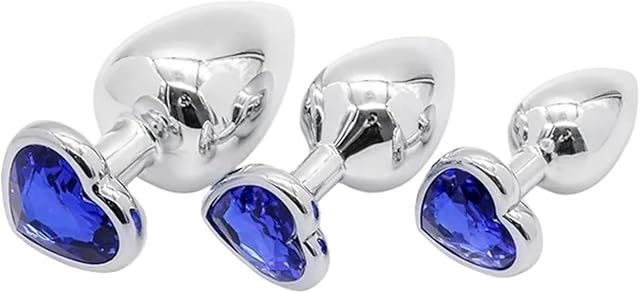 Anal Plug Combination 3-Piece Set for Male and Female Metal Anal Sex Toys, Buttocks Stimulation Anal Expansion Sex Toys(Dark Blue)