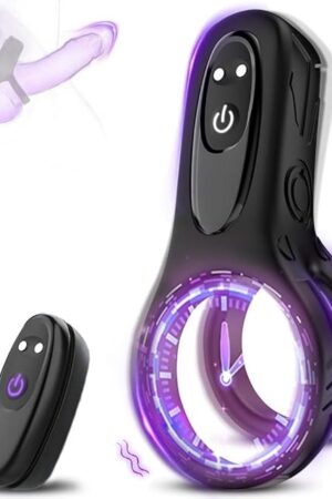 Vibrating Cock Ring,Penis Ring for Men,Silicone Dual Ring Men?s Vibrator with 9 Vibration Modes,Chastity Devices Male Maturabator Adult Toys Longer Harder Stronger,Male Sex Toy for Men Couple Play