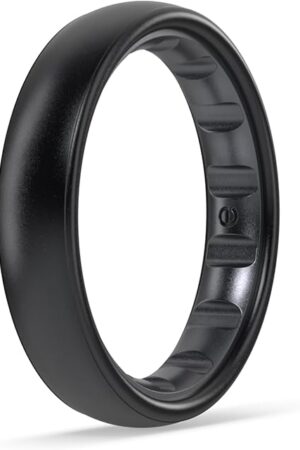 Enso Rings Elements Luxe Classic Thin Silicone Ring - Comfortable and Flexible Design - 4.3mm Wide, 1.75mm Thick - Midnight Pearl - Size 6