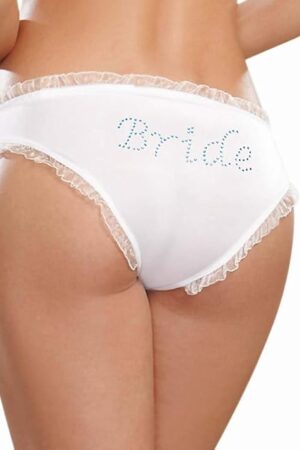 Women's Microfiber Low-Rise Panty with Rhinestone Bride Detail