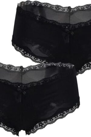 Cheeky Underwear Panties for Women Lace Trim Hipster Briefs Low Waist Breathable Underpants Hipster Ladies Black