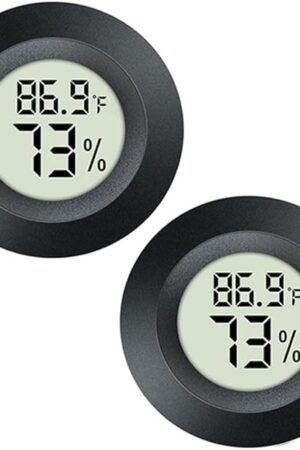 2 Pack Mini Digital Hygrometer Thermometer Gauge, Indoor Outdoor Temperature Humidity Meter for Greenhouse Humidors Incubators Reptile Terrarium Jars, Fahrenheit (?) or Celsius(?) (2)