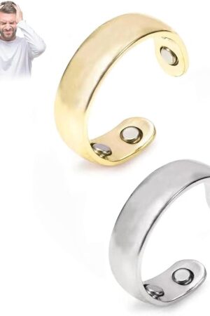 Angyape Auvulis Migraine Ring, Vitality Mgnetic Calmi Ring Stainless Steel Adjustable Acupressure Magntic Anti Snoring Rings Migraine Relief Jewelry for Men and Women