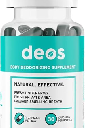 DEOS Internal Deodorant Supplement ? Full Body Deodorizer for Gut Health, Skin Health, Detox & Digestion Support ? Natural Odor Control Chlorophyll Pills for Head-to-Toe Freshness | 30 Capsules