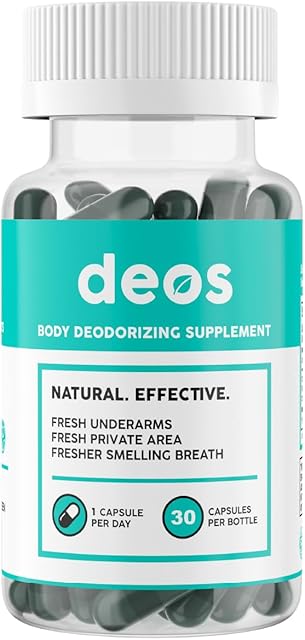 DEOS Internal Deodorant Supplement ? Full Body Deodorizer for Gut Health, Skin Health, Detox & Digestion Support ? Natural Odor Control Chlorophyll Pills for Head-to-Toe Freshness | 30 Capsules