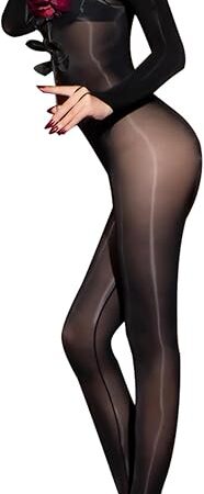 Women's Oil Shiny Bodystocking Sexy Full Bodystocking 8D Nylon Shimmer Tights Pantyhose