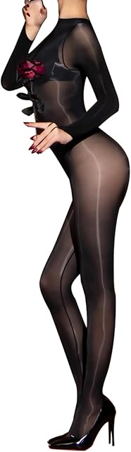 Women's Oil Shiny Bodystocking Sexy Full Bodystocking 8D Nylon Shimmer Tights Pantyhose