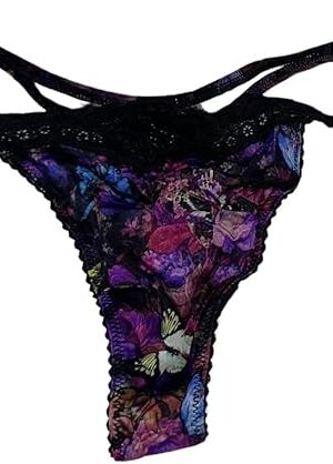 Lace Shine Strap Thong Panty Color Multicolor/Floral New