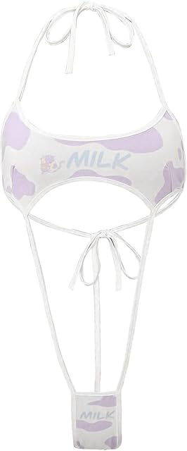 Women's Kawaii Anime Sling Shot Swimwear Bathing Suit Sexy Thong Bodysuit Teddy Lingerie