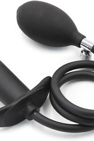 Inflatable Black Rubber Anal Plug for Men and Women Adult Sex Toy, Pillow Tease