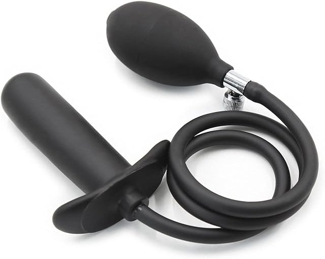 Inflatable Black Rubber Anal Plug for Men and Women Adult Sex Toy, Pillow Tease
