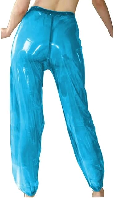 Exotic Loose Fetish Plasitc Clear PVC Trousers Women's Men's Party Shows See Through Long Pants Sexy Clubwear Sheer Bloomers