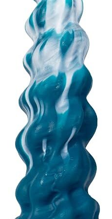 Generic Fantasy Soft Thrusting Dildo - Conical, Layered, Massive & Thick Design for Anal Play, Huge & Fat Dildo with Realistic Feel (S), White and Dark Green