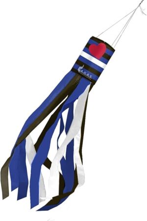 AGAS Gay Leather Pride Windsock 6 Stripes - 60 inch Long - Printed Single Sided on Outdoor Heavy Duty Nylon - BDSM Fetish Flag Hanging Decoration Windsocks for Yard - Clip for Hanging