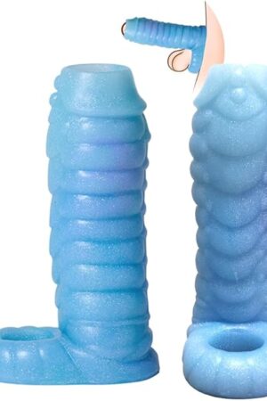 57"" Dragon Penis Sleeve Girth Enhancer for Men, Reusable Silicon Dildo Sleeve,Cock Extender Sleeves Realistic, Penis Sleeve Girth Enhancer, Realistic Cock Sleeve Extender for Sex(Blue)