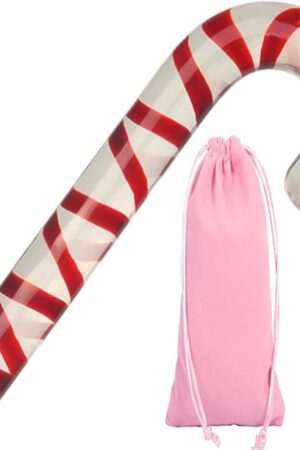 Christmas Crystal Dildo Candy Cane Pleasure Wand Penis Glass Dildo Anal Butt Plug G- Or P-Spot Toy Stimulation Adult Sex Toy Unisex Anal Butt Plug for Pleasure