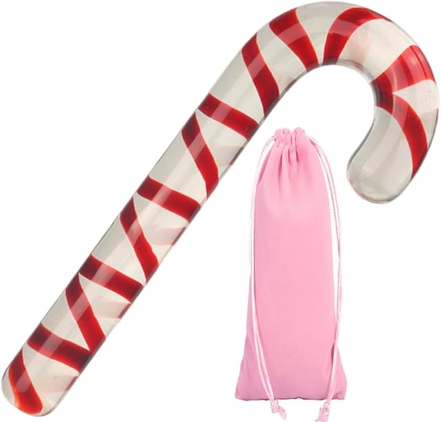 Christmas Crystal Dildo Candy Cane Pleasure Wand Penis Glass Dildo Anal Butt Plug G- Or P-Spot Toy Stimulation Adult Sex Toy Unisex Anal Butt Plug for Pleasure