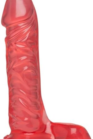 Doc Johnson Crystal Jellies - 7 Inch Ballsy Super Cock - 8 in. Long and 1.8 in. Wide - Balls Provide a Sturdy Base - Dildo - Pink