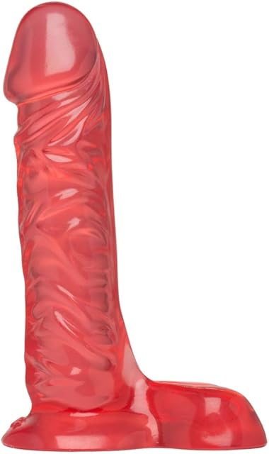 Doc Johnson Crystal Jellies - 7 Inch Ballsy Super Cock - 8 in. Long and 1.8 in. Wide - Balls Provide a Sturdy Base - Dildo - Pink