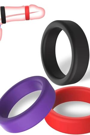 3pcs Penis Ring Silicone Cock Ring Multi-Colored Cockring Set for Erection Enhancing Long Lasting Stronger Sexual Stimulation Device Reusable Semen Cock Rings for Male Sex Toys Couple Pleasure