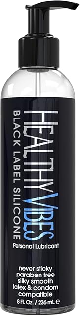 Black Label Silicone Based Personal Lubricant 8oz, Water Resistant Long Lasting Easy to Clean Lubricant for Privacy, Safe for Most Skin Types