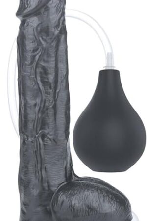 Honeypleasures 10 inch Extreme Squirting Squirter Dildo with Suction Cup & Bulb Pump for Ejaculation Fantasies, G-Spot & Anal Stimulation, Strap-On Harness Compatible (Black)