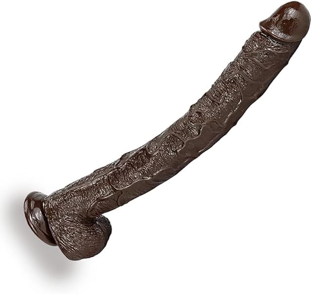 Flexible Silicone Dildo with Balls for Women, Men Oversize Dildo with Suction Cup - Hands-Free Play Body-Safe Dildos for Couples - Adult Sex Toy for Vagina or Anal Stimulation