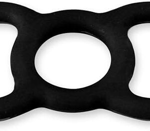 LeLuv Loop Handle Penis Tension Ring Eyro Black Silicone .75 inch Unstretched Diameter Single